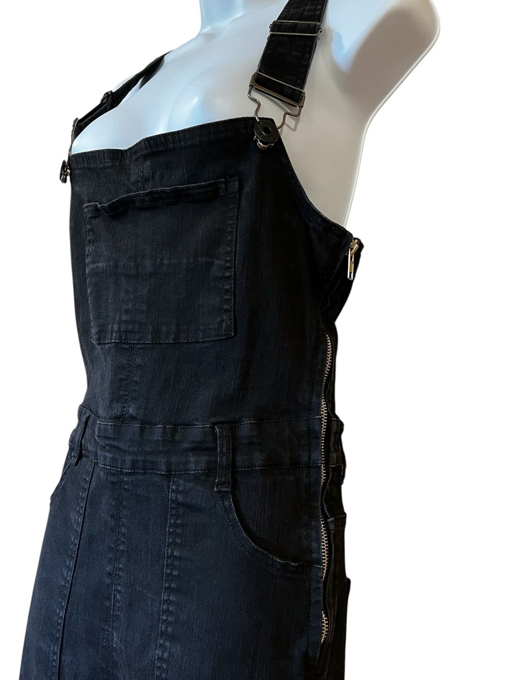 Torn by Ronny Kobo Denim Flare Leg Overalls Black Wash Size 27 Contemporary - Picture 6 of 7